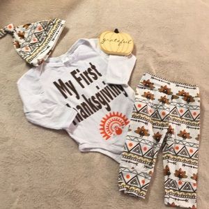 Baby set of clothes my first thanksgiving.